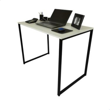 Imagem de Escrivaninha Industrial Escritorio Home office 1 00 x 60 Cm Mesa Notebook Computador Ferro MDF(BRANCA)