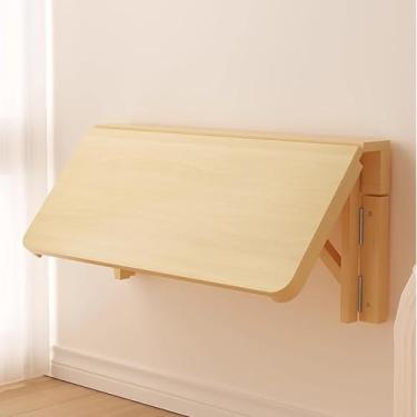 Imagem de Mesa dobrável montada na parede para escritórios - Mesa multifuncional de madeira de folha suspensa ideal para espaços compactos - Solução de mesa de escritório que economiza espaço, uma cor, 120 x 60