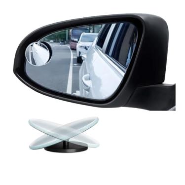 Imagem de Osilly 2 peças de espelho de ponto cego de carro, espelhos retrovisores de veículos redondos de rotação de 360 graus de 5 cm, espelho retrovisor externo convexo sem moldura de vidro HD, universal para