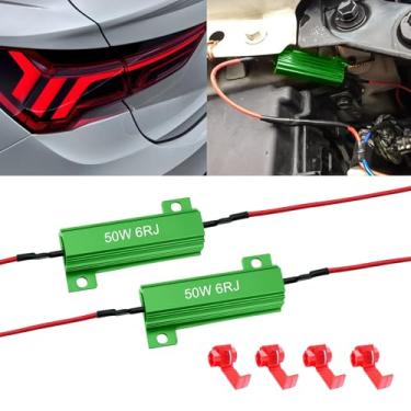 Imagem de PACLVIO Resistores de carga de 2 peças, resistores de carro de 50 W 6 Ohm, adaptador de pisca-pisca de resistor de seta de LED, resistor de caixa de alumínio para fixação de lâmpada LED rápida
