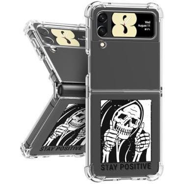 Imagem de Buleens Capa para Samsung Galaxy Z Flip 4 - Capa de proteção feminina de TPU flexível transparente e flexível com ajuste slim fit à prova de choque, estampa divertida para Samsung Z Flip 4, esqueleto