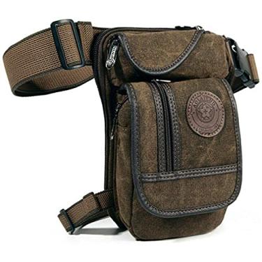 Imagem de KPYWZER Bolsa de perna de queda de coxa para homens pacote de pochete tático militar motociclista ciclista vários bolsos bolsa de cintura masculina viagem escalada ciclismo ao ar livre, 00 café
