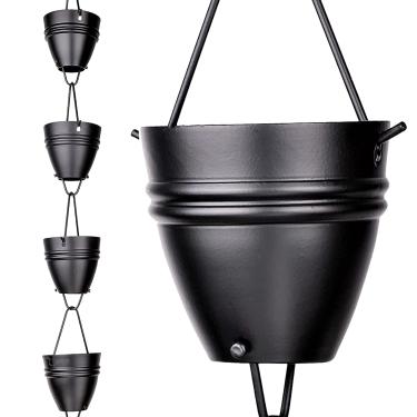 Imagem de Corrente de chuva com listras duplas 2,5 m - Alumínio revestido em pó preto - Correntes de chuva elegantes para calhas