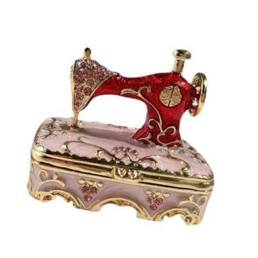 Imagem de Dynwave Máquina de costura de caixa de armazenamento de jóias Feliz liga de figura que consome a caixa de bugigangas caixa de peças de peixe para sala de, Rosa