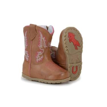 Imagem de Bota Country Capelli Texana Couro Infantil Cano Médio Casual, Castor, 
