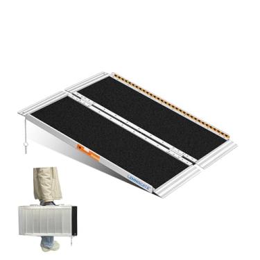 Imagem de LEMNISCATE Rampa Para Cadeira De Rodas De 3 Pés, 29,2” De Largura, Rampas Portáteis Antiderrapantes De Alumínio Para Cadeiras De Rodas, Rampas Dobráveis Para Cadeiras De Rodas Para Residências, Entr