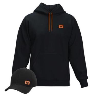 Imagem de Moletom Modelo Canguru Com Capuz + Boné Aba Curva Masculino e Feminino Estilo Relaxado-Masculino