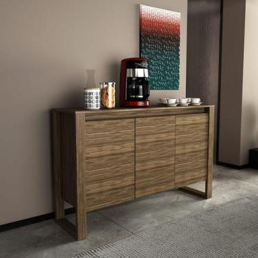 Imagem de Balcão para Escritório com 3 Portas 136x84cm ME4147 Nogal - Tecno Mobi