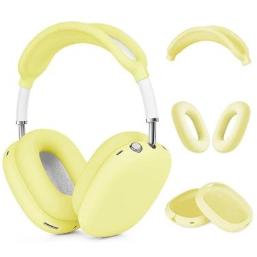 Imagem de Capa de silicone para fones de ouvido AirPods Max, capa para fones de ouvido antiarranhões/capa de fone de ouvido/capa para faixa de cabeça, acessórios 3 em 1, protetor de silicone para Apple AirPods