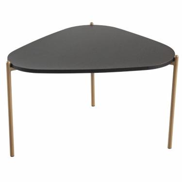 Imagem de Mesa de Centro Orgânica Artesano 59 cm (Largura) em MDP Nero (Preto) e Pés em Aço Dourado