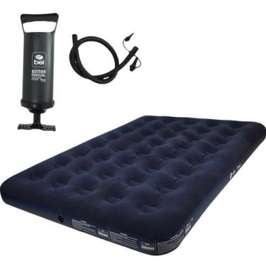 Imagem de Colchao star casal unica + bomba de ar manual 30cm com 3 bicos - Nauti