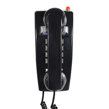 Imagem de TelPal Corded Old Fashion Decoração de telefone fixo antiga 1960, sistema de decoração de telefone para casa com fio, estilo antigo de cerâmica, Blackwallphone-A