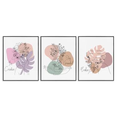 Imagem de Stupell Industries Conjunto de arte de parede giclée emoldurado em preto com frases inspiradoras criativas 3 peças por Chen Alyesh, 11 x 14