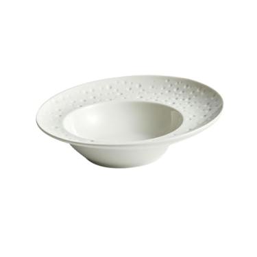 Imagem de Prato de chapéu de palha de salada de macarrão de cerâmica, chapeamento de talheres de hotel criativo branco - 30,5 cm