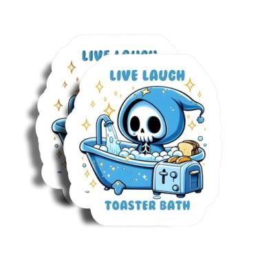Imagem de Ímã de banho Live Laugh Toaster - 12,7 cm no lado mais longo - crânio comendo torradas - pacote com 2 - ímã forte grosso - ímã para geladeira, caixa de ferramentas, carros - Feito nos EUA