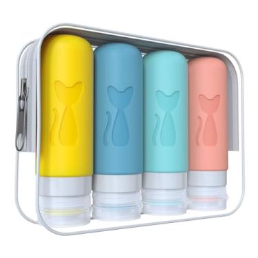 Imagem de Zafit Garrafas de viagem à prova de vazamento aprovadas pela TSA de 85 g para artigos de higiene pessoal, recipientes recarregáveis para xampu, condicionador e loção para sabonete líquido