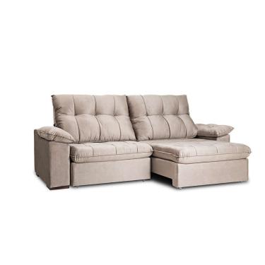 Imagem de Sofá 3 Lugares Retrátil e Reclinável com USB Flexforma Triton Veludo Castor 230 cm