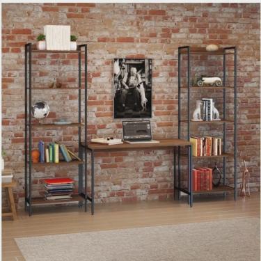 Imagem de Kit 3 Peças com Escrivaninha e 2 Estantes Industriais Active Yescasa