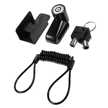 Imagem de X AUTOHAUX 1 conjunto de trava de fio de aço antifurto para motocicleta, conjunto de trava de roda de freio a disco, acessório de scooter elétrico com corda de lembrete, preto