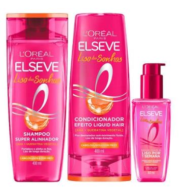Imagem de Kit Elseve Shampoo 400ml + Condicionador 400ml + Sérum Liso Dos Sonhos