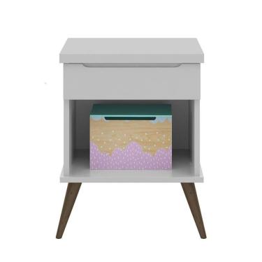 Imagem de Mesa De Cabeceira Infantil 1 Gaveta Mel P04 Cinza - Mpozenato