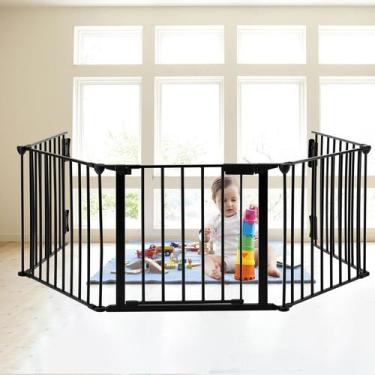 Imagem de Portão de Segurança para Bebê SOSPIRO - 118 Polegadas, Metal Preto, Ex