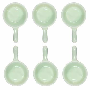Imagem de Lotatheta 6 peças de porcelana, molho de soja, lanche, creme, salada, sobremesa, doces, açucareiro, prato de cerâmica verde claro, 29 g com alça para jantar, assar, churrasco, cozinhar