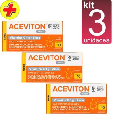 Imagem de kit 3 Vitamina C 1g e Zinco - Vitamina C efervescente com 10 comprimid