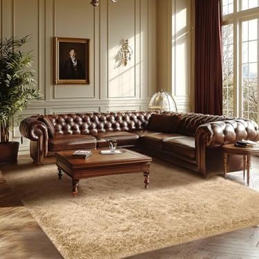 Imagem de Tapete de área de quarto bege fofo: tapete antiderrapante ultra fofo para quarto, sala de estar, berçário, dormitório, sala de jogos - tapete macio e felpudo para decoração de casa (bege 12 x 1,6 m)