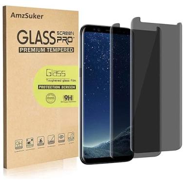 Imagem de [Pacote com 2] Película protetora de tela para Galaxy S8 Plus de privacidade, vidro temperado antiespionagem 3D curvado [compatível com capas][Dureza 9H][Antiarranhões] para Samsung Galaxy S8 Plus, S8 Plus-Privacy-2P