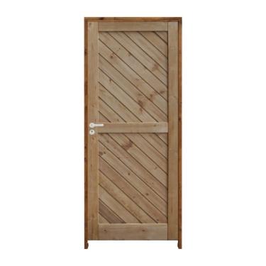 Imagem de Kit Porta De Madeira Mexicana Diagonal 210X92Cm Batente 11Cm Stilo Cromada Externa Pinus