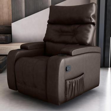 Imagem de Poltrona Reclinável Giratória Grace Sintetico Marrom