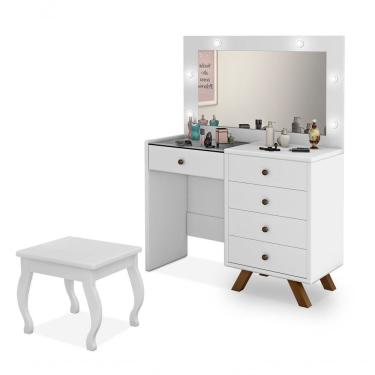 Imagem de Penteadeira 5 Portas Com Banqueta Lótus Branco