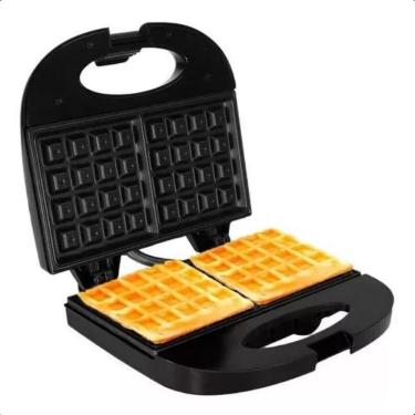 Imagem de Máquina de Waffle Aroma para Receitas com Aquecimento em Ambas Placas Preta 750W 220V A...