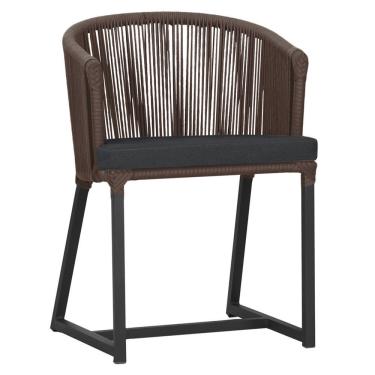 Imagem de Cadeira De Jantar Noronha Alumínio Preta E11 Trama Original Marrom