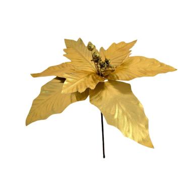 Imagem de Flor Artificial De Natal Dourada 34cm