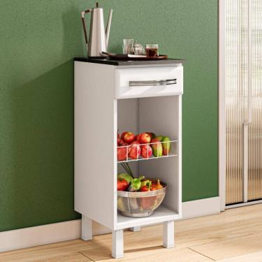 Imagem de Balcão De Cozinha De Aço Com Tampo Fruteira E 1 Gaveta 35cm Multimóveis Cr20349 Branco