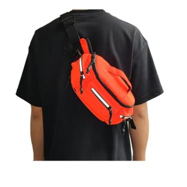 Imagem de Pochete para homens e mulheres com faixa refletiva, bolsa de cintura casual oculta com cinto ajustável para ciclismo, caminhadas, pesca, acampamento, viagem (laranja), Laranja, Casual
