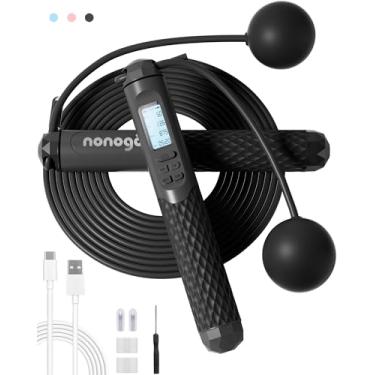 Imagem de nonogo Corda de pular sem fio com contador para fitness – Corda de pular inteligente ajustável para homens mulheres crianças ao ar livre Speed Boxing Crossfit Workout Exercício Cardio