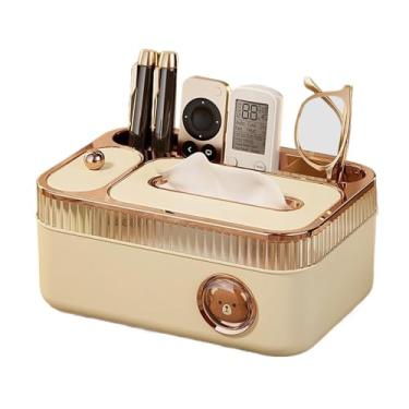Imagem de Organizador De Caixa De Lenços - Organizador Para Caixa De Lenços Com Divisórias | Porta Controle Remoto E Dispensador De Para Mesa De Trabalho, Criado Mudo, Carro, Quarto, Sala De Estar E