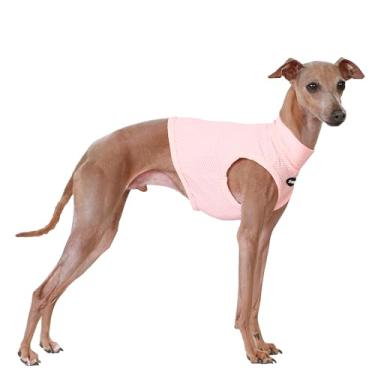 Imagem de D Doggy Star Italian Greyhound Clothes Summer Cooling Crop Top Camiseta Whippet para cães (M, Coolcrop Apricot)