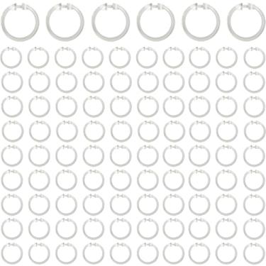 Imagem de Kutesna 96 peças de ganchos de cortina de chuveiro de plástico transparente - anéis de banheiro modernos para deslizamento suave, laços para pendurar resistentes, decoração de fácil instalação