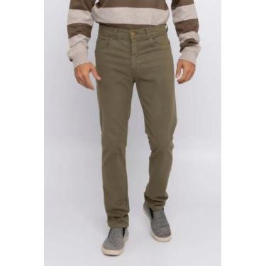 Imagem de Calça slim masculina em sarja verde militar - Disarja