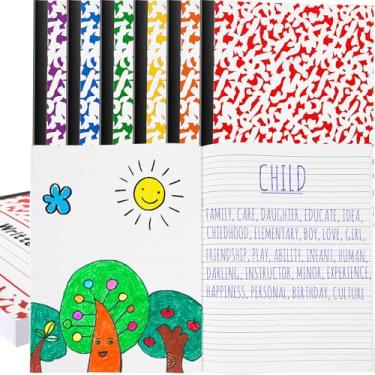 Imagem de Henoyso Caderno de redação de diário primário, 12 peças, K-2, 64 páginas, livros pautados primários para crianças da 1ª 2ª série, cadernos de prática, para pré-escola, jardim de infância, ensino