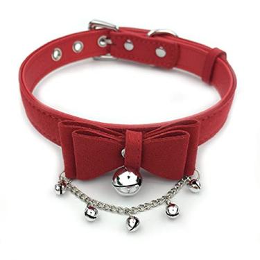 Imagem de Destiny Love Colar gargantilha com cadeado de sino, colar de lolita, colar de veludo gatinho, com cadeado de coração e chave com caixa para mulheres e homens, Veludo