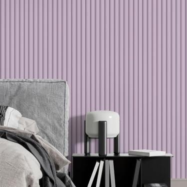 Imagem de Papel de Parede Adesivo Impermeável Ripas de Madeira Ripado Lilaz Rolo De 10M Prova Dagua