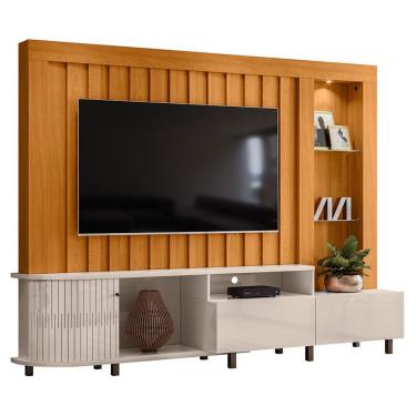Imagem de Estante Home Theater Le Mans para TV até 70” - Madetec Cinamomo/Off White