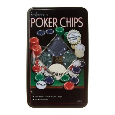 Imagem de Jogo Profissional De Pôquer Em Lata Professional Poker Chips 100 Fichas Numeradas C- Dealer Incluso