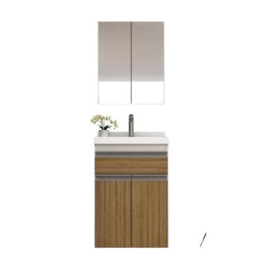 Imagem de Gabinete de Banheiro 50cm com Lavatório e Armário Ref 501 - Cewal