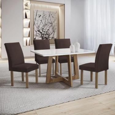 Imagem de Conjunto Mesa Arizona 120cm com 4 Cadeiras Canela Tampo Smart Plus com